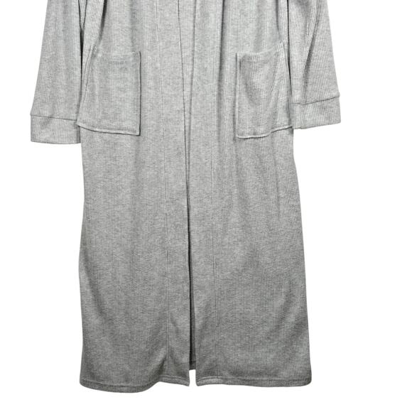 Hammacher Schlemmer Cardigan Large Long Line Ribbed Knit Duster Open Sweater - Picture 6 of 10